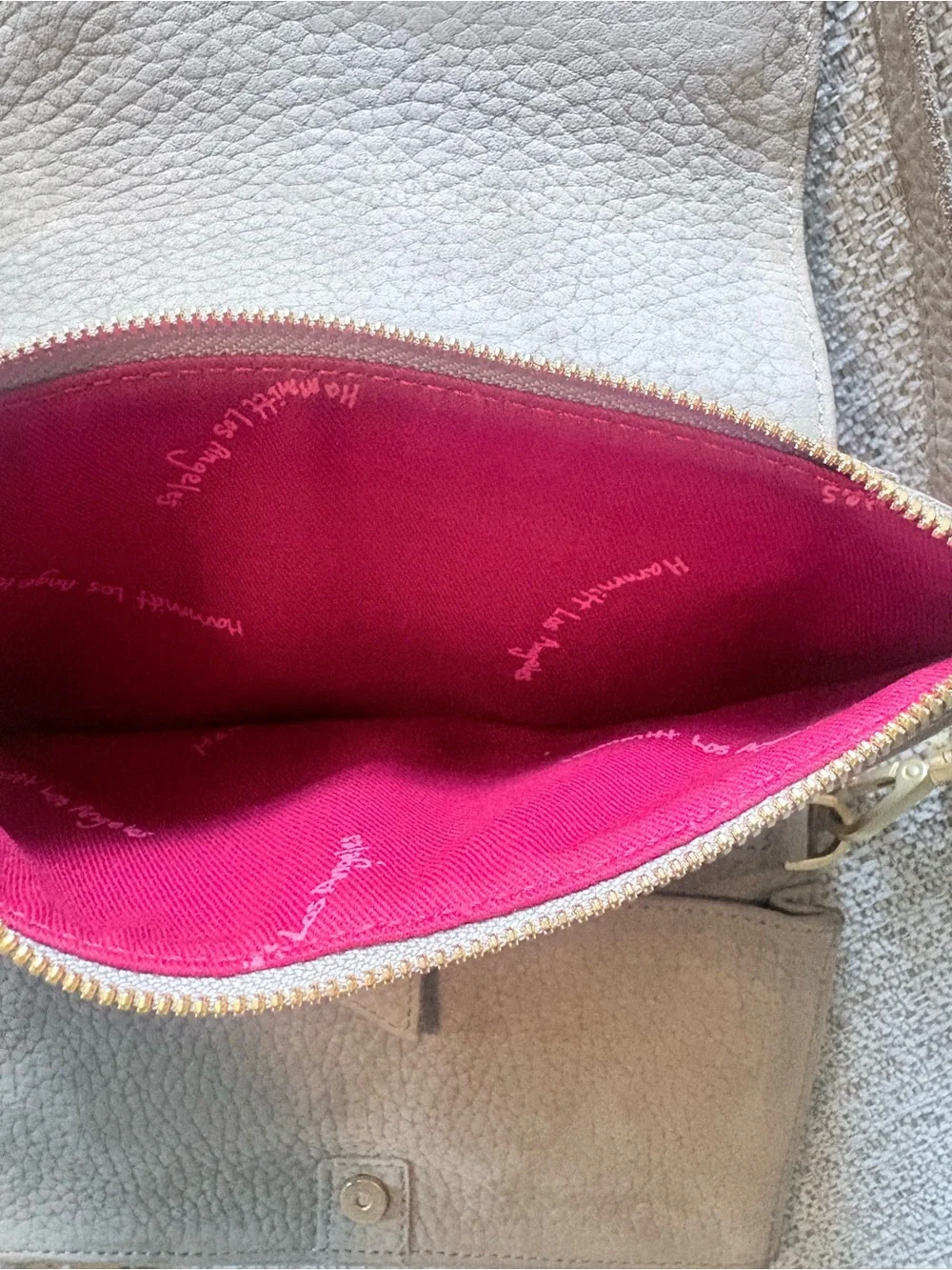 Hammitt Taupe Leather Crossbody with Gold Studs